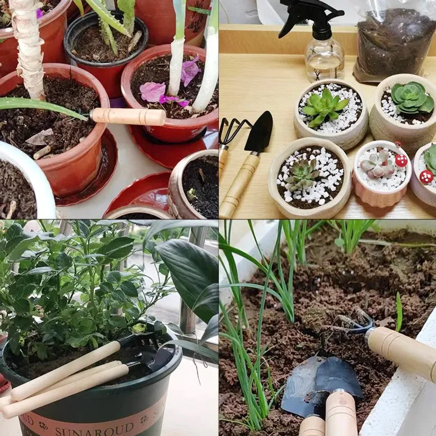 3PC/1Set Mini Gardening Tools Set Portable Small Gardening Tool With Handles Shovel Rake Indoor Gardening Planting Flower Tools
