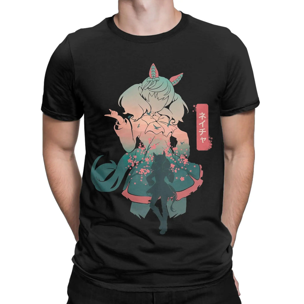 Men's T-Shirts Nice Nature Uma Musume Anime Novelty 100% Cotton Tee Shirt Short Sleeve  T Shirt Crew Neck Tops New Arrival
