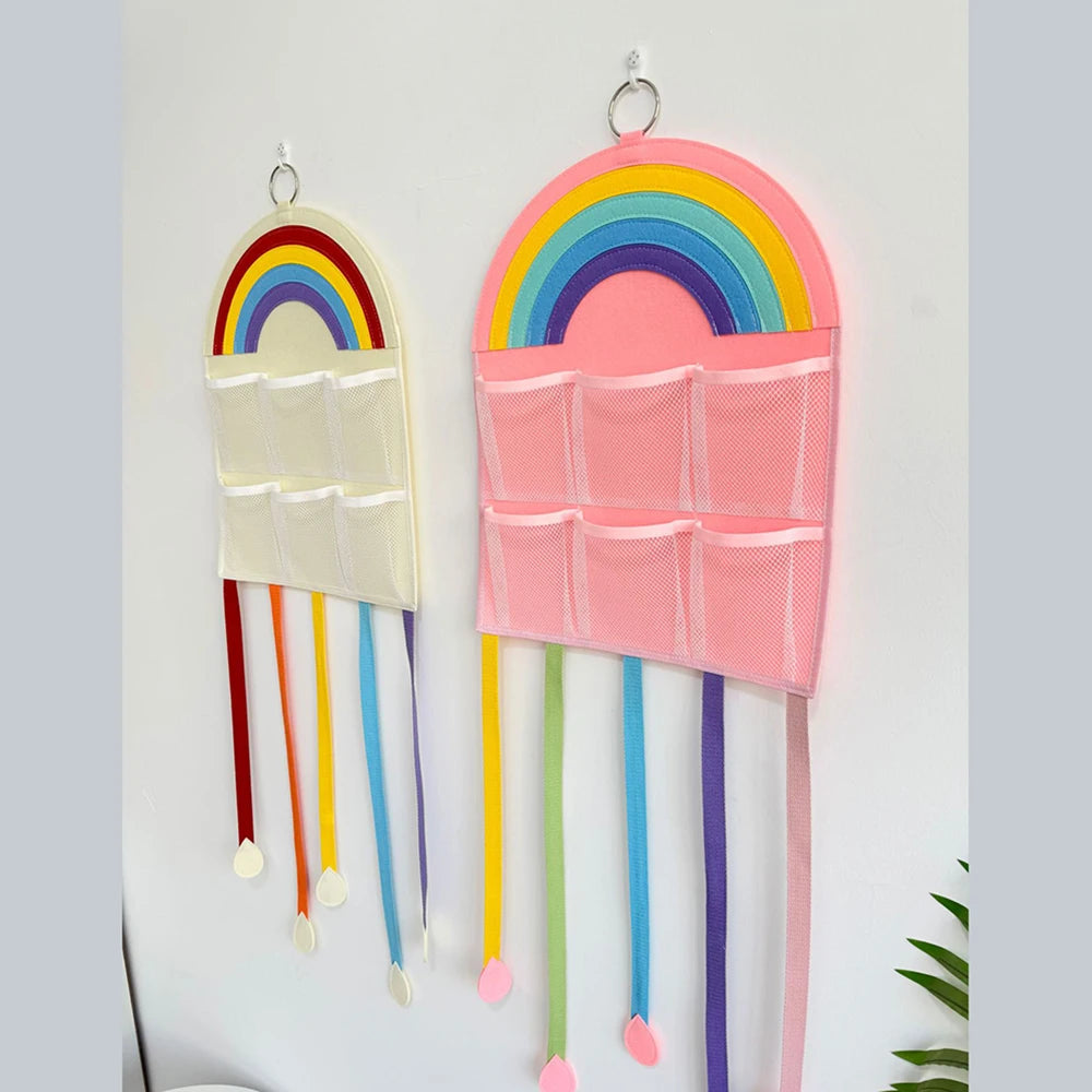 Kids Hair Accessories Storage Hanging Bag, Wall Mount Felt Hair Clip Headband Scrunchie Organizer, Girls Room Hairpin Display St