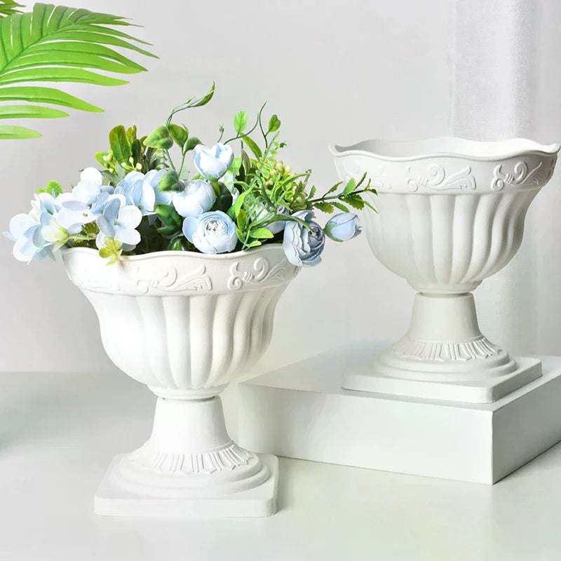 Large Outdoor Planter Roman Column Flower Pot Planting Pots Balcony Household White Plastic Porch Decor Flowerpot