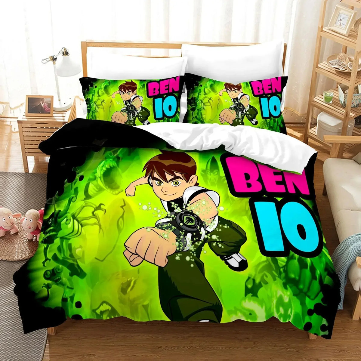 Cartoon Ben 10 Duvet Cover Pillowcase Bedding Set Adult Boy Girl Bedroom Decoration Children Single Double Large Size