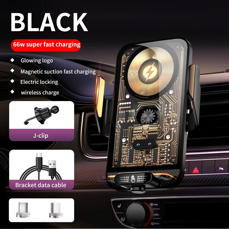 Car Phone Holder Wireless Charger Mobile Phone Holder Intelligent Infrared Air Vent Clip Mount Car Charger Universal Automotive
