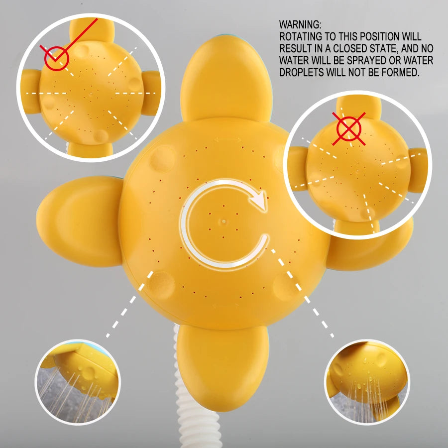 Baby shower toy with water spray, duckling flower model, rotating faucet, electric shower, water spray, swimming, baby shower to
