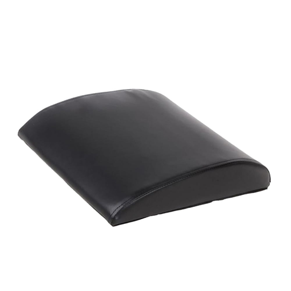abdominal mat back support cushion for core workouts featuring a black padded curved fitness wedge with a smooth slightly glossy surface