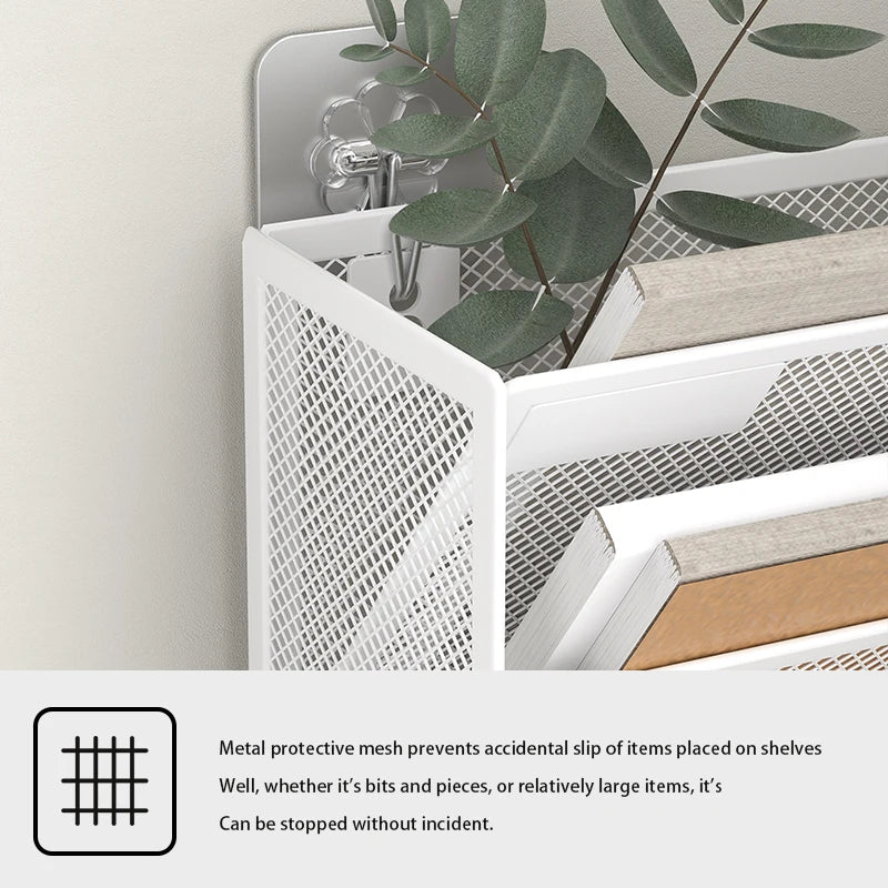 Desk File Organizer Mesh 5-Tier, Hanging Wall Mount Document Organization Stand, Desktop Vertical Mail Paper Folder Holder Rack