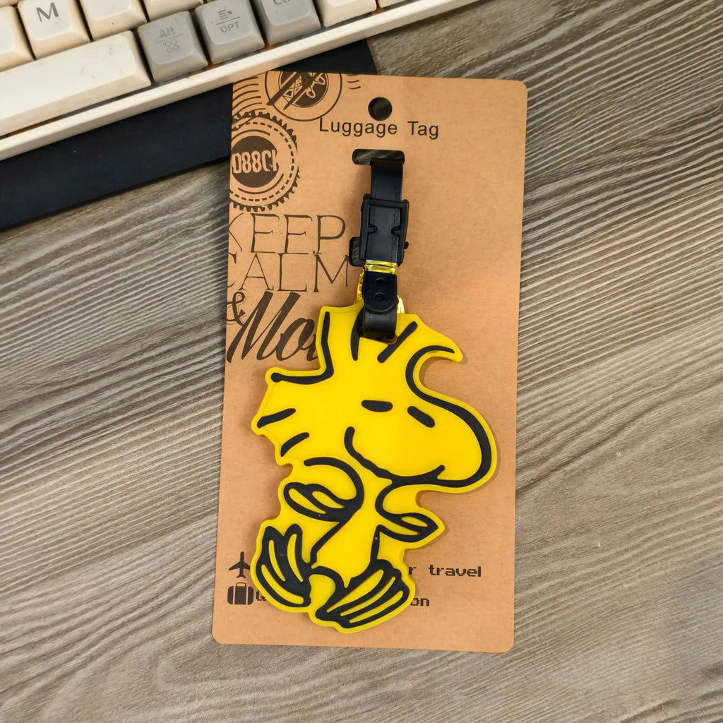 PEANUTS Snoopy Travel Puppy Series Luggage Tag Cute Cartoon Suitcase Name Tag Bag ID Holder Adjustable Strap Travel Accessory