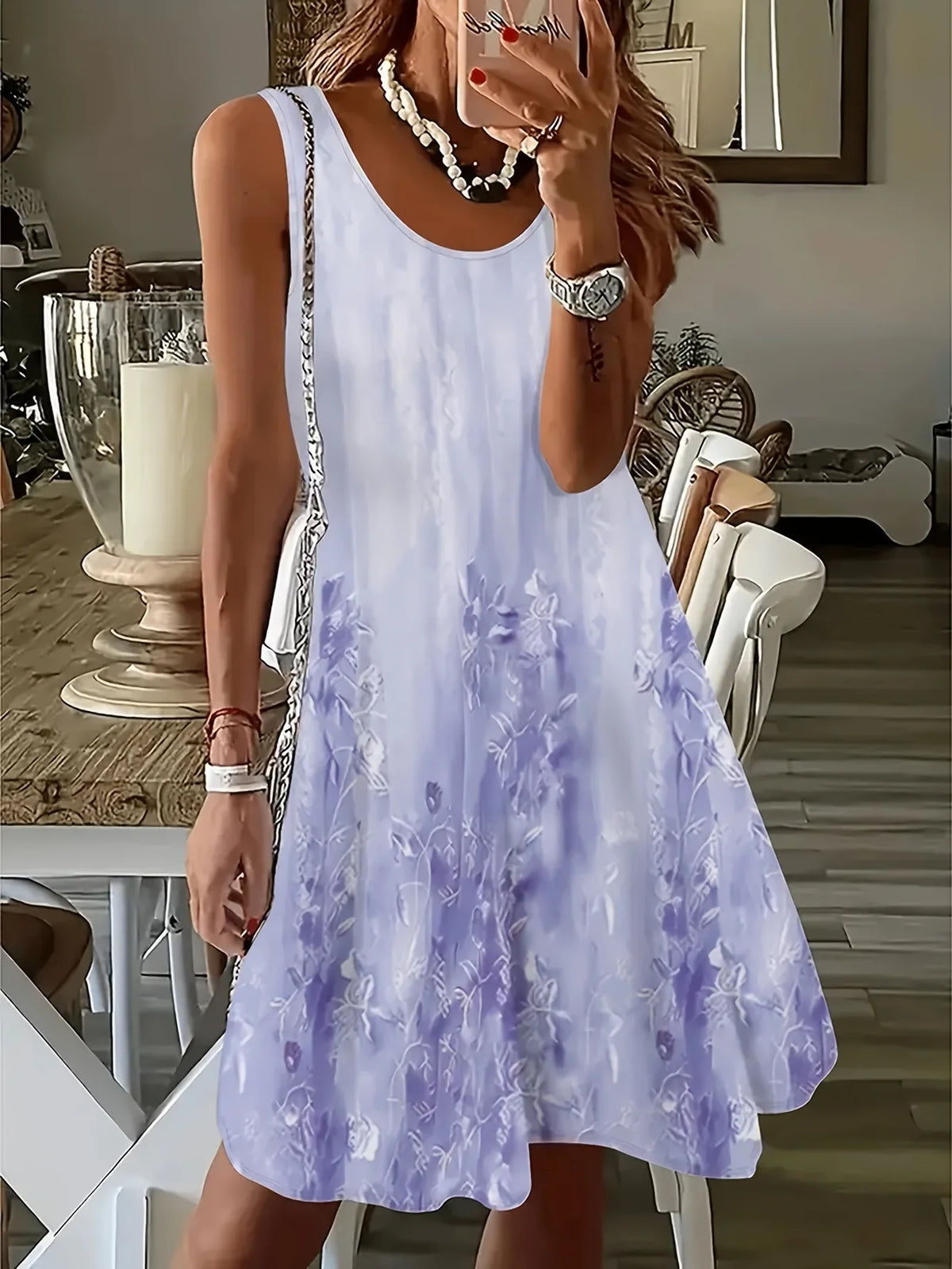Ethnic-Style Women's Spaghetti-Strap Dress Summer Boho Beach Dress Casual Loose-Fitting Dress Women's Fashionable Vacation Top