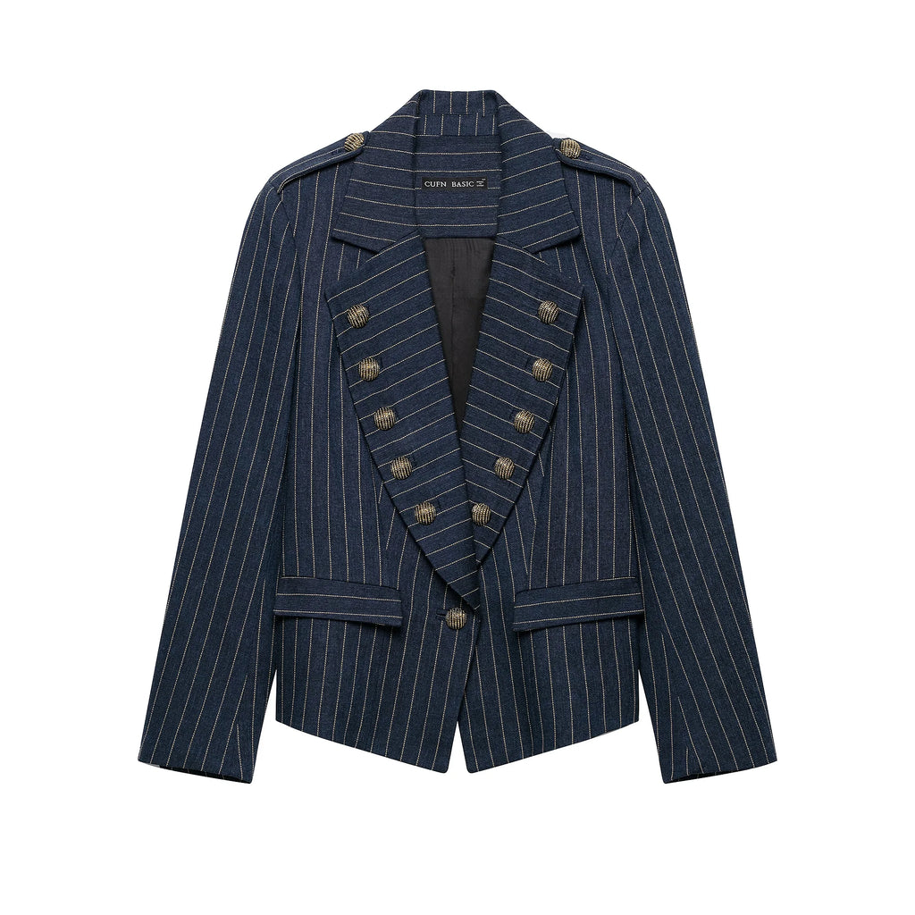Women's Fashion Elegant Striped Blazers Jackets Spring Autumn Female Chic Long Sleeve Button Coats Lady Streetwear Suit Jackets