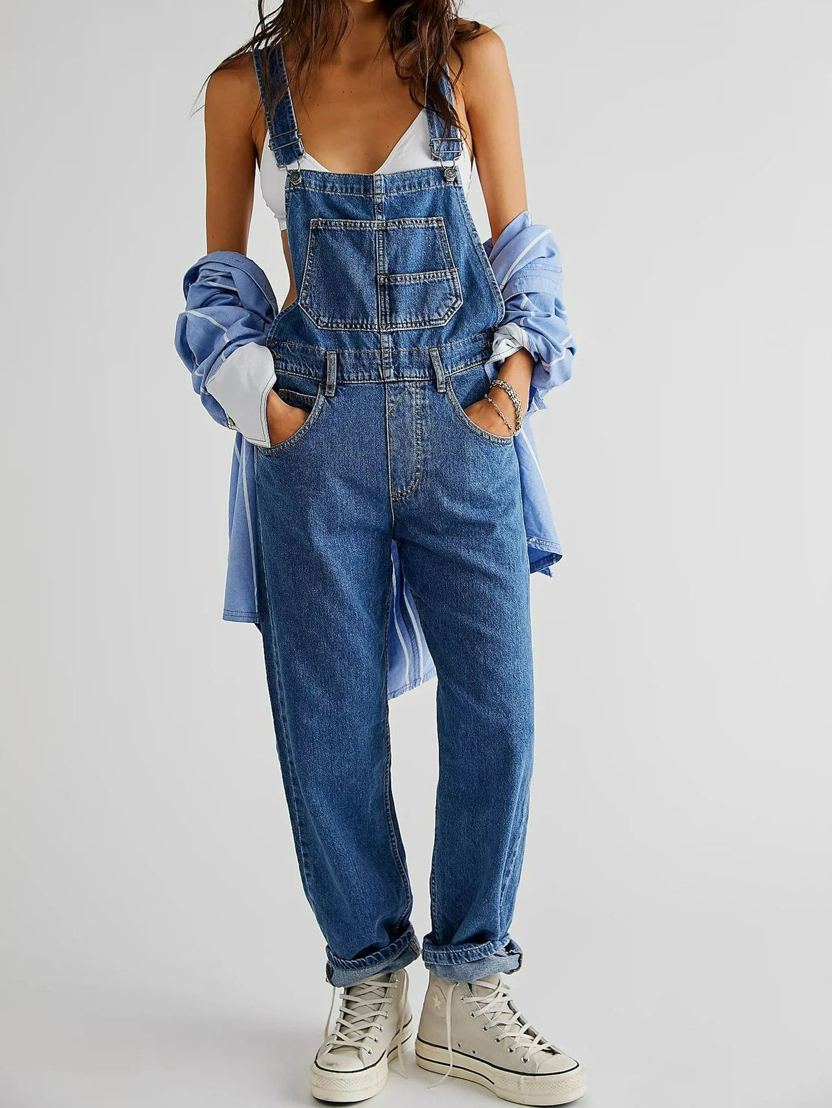 2026 Casual Wash Loose Denim Overalls Women's Denim Overalls