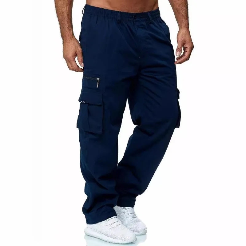 Men's Casual Multi-Pocket Loose Straight Cargo Pants
