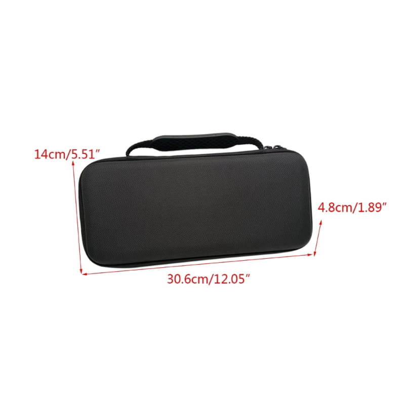 Black textured hard-shell storage bag with top handle and zipper closure for Asus Rog Ally Eva hard case.