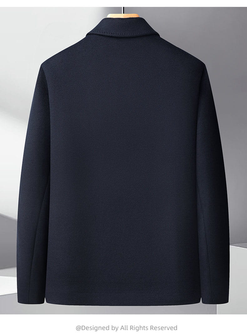 Manteau en laine noir pour homme avec col classique et coupe ajustée, fabriqué en laine 100 % pour une utilisation en hiver