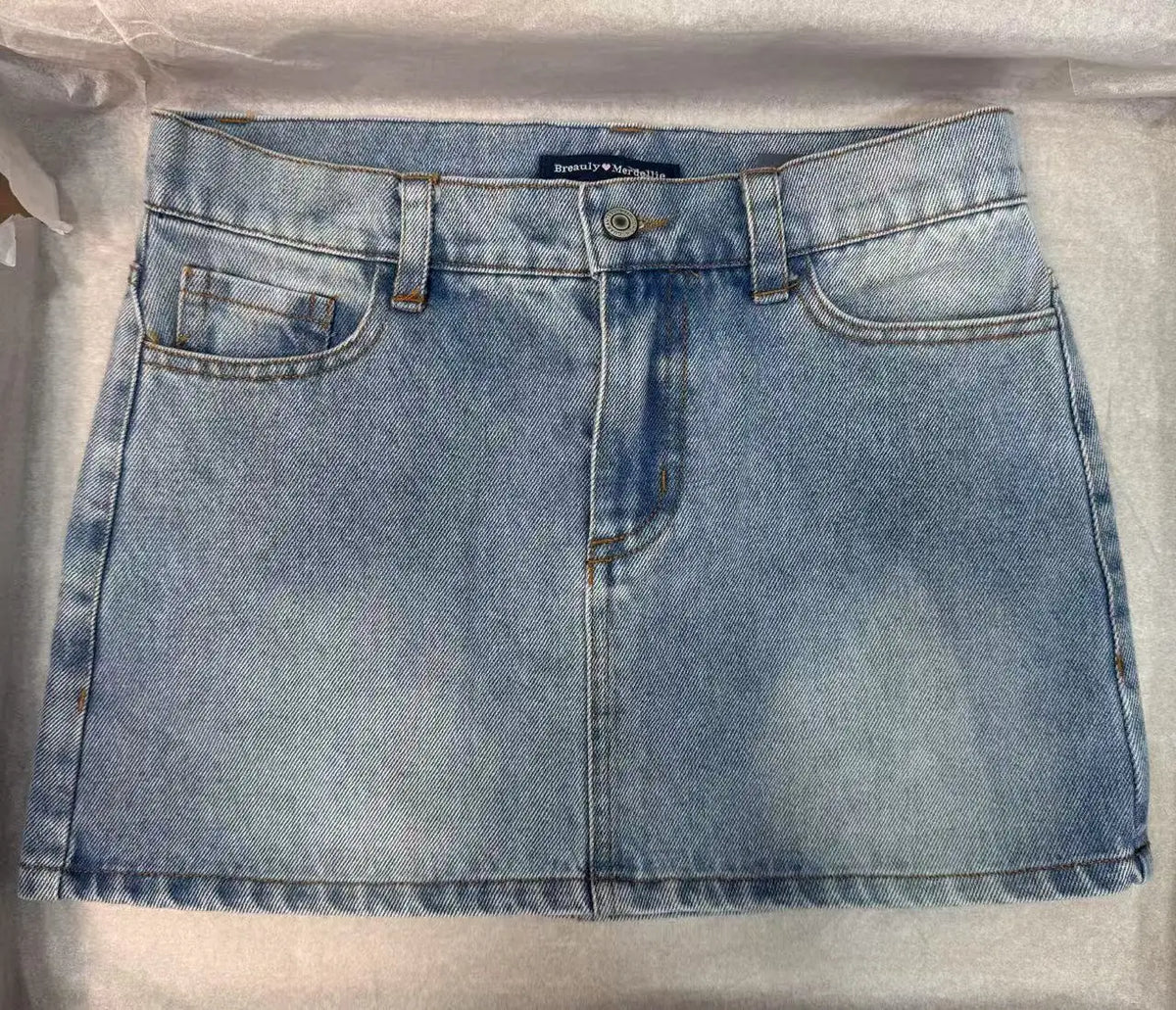 Casual Women Blue Denim Mini Skirts Summer Vintage High Waist Pockets A-line Skirts Female Y2k Streetwear Slim Bottoms 2024