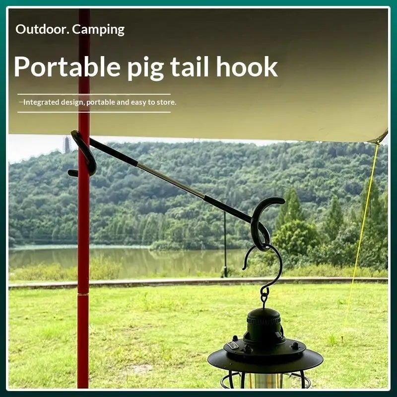 Camping Pole Hook 2Pcs Heavy Duty Adjustable Easy Setup for Outdoor Garden Camping Hiking Gear