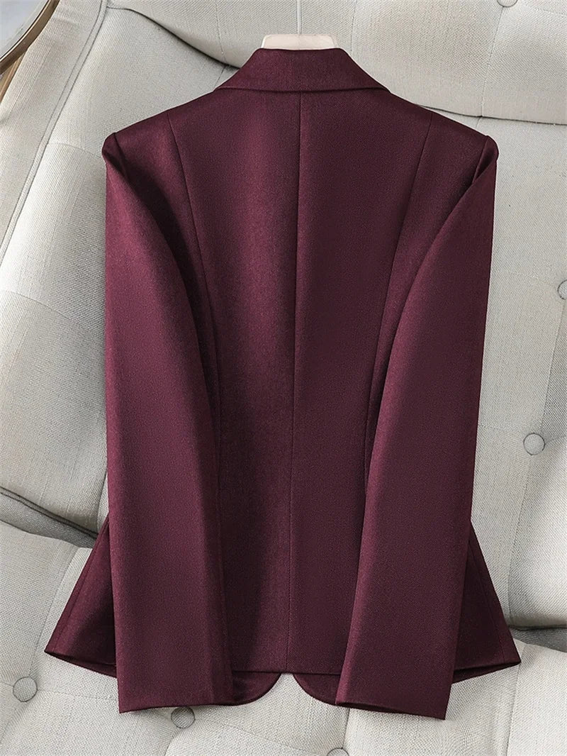 Women Blazer 2025 New Fuchsia Apricot Black Long Sleeve Single Button Suit Ladies Work Wear Jacket Coat Female Outerwear 4XL