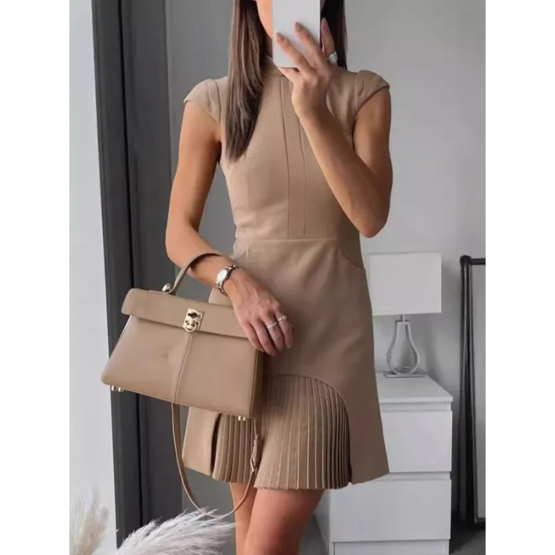 Work Dresses for Women 2026 Summer Business Short Dress Sleeveless Slim Tassel Formal A-line Dress Elegant Office Outfits