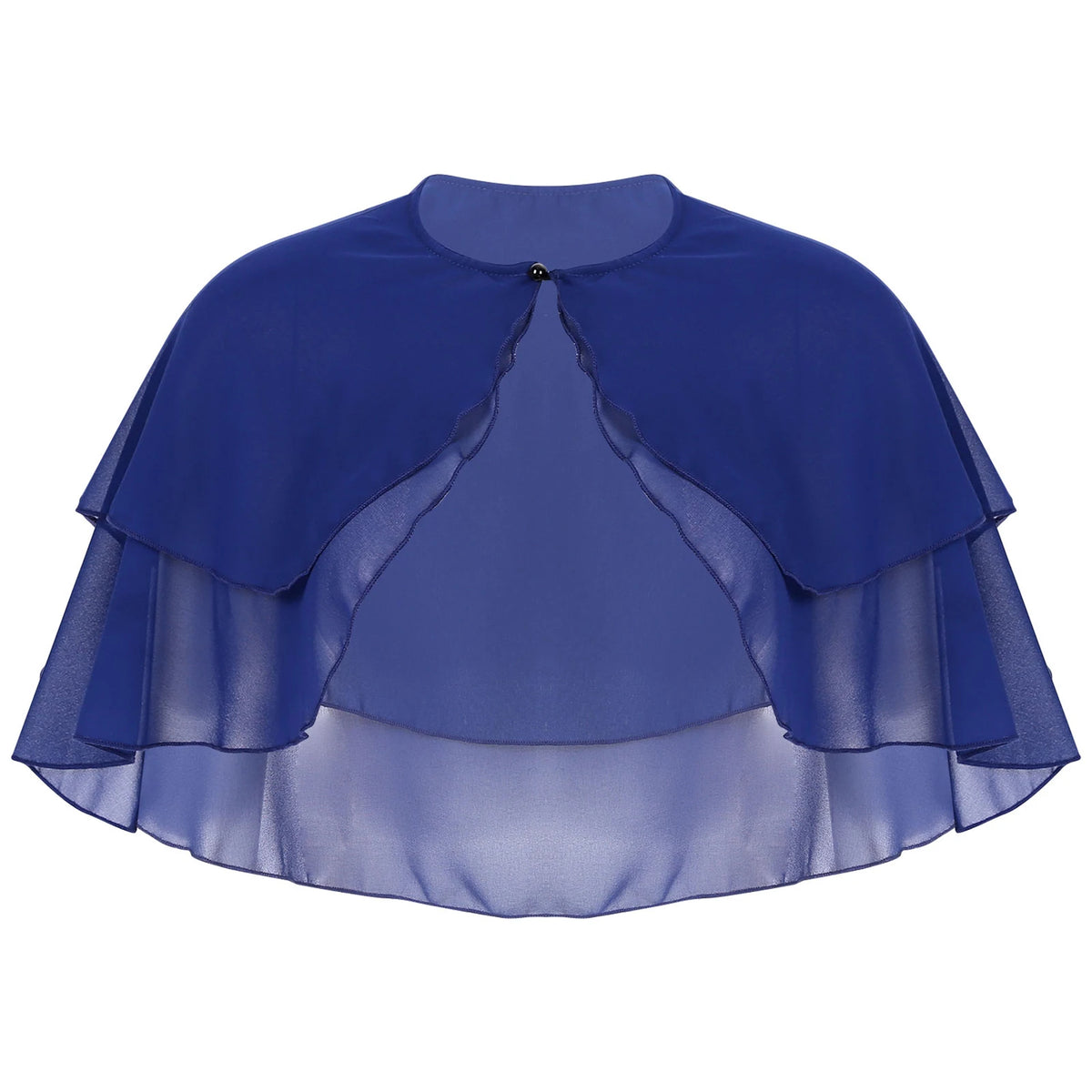 Women Elegant Solid Color Chiffon Shawl Ruffle 2-Layer Chiffon Wraps Bolero Wedding Birthday Evening Party Dress Cape Outerwear
