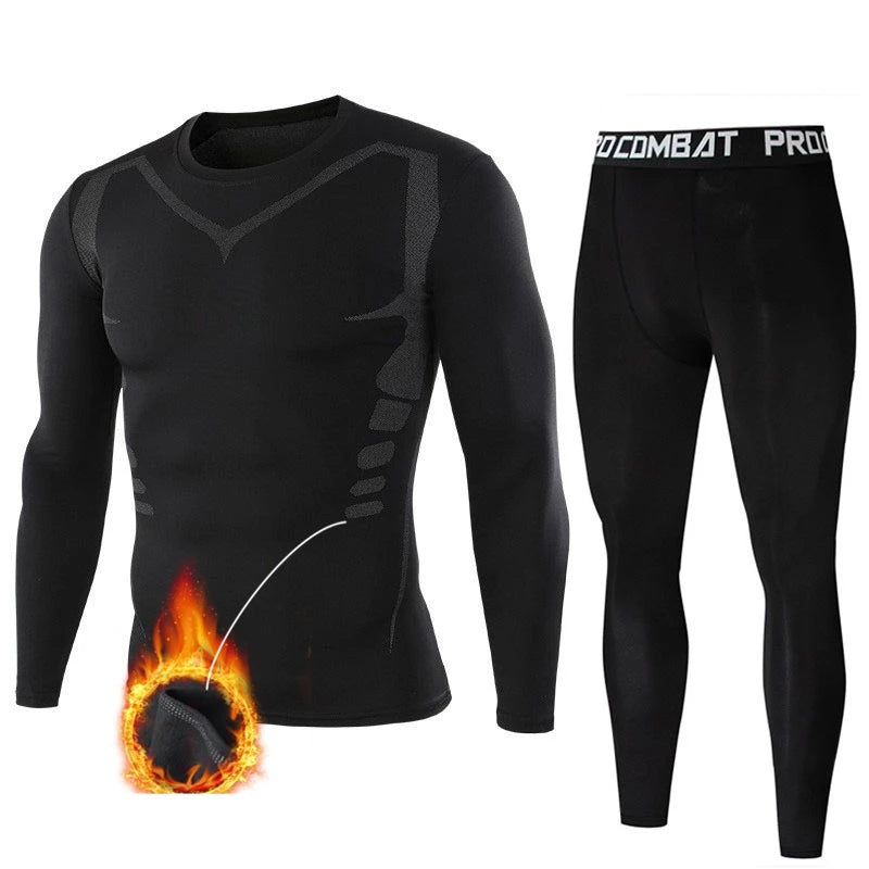 Men's Thermal Underwear Set: Fleece - Lined, Quick - Dry, Ideal for Fall/Winter Sports, Outdoor Activities and Fitness
