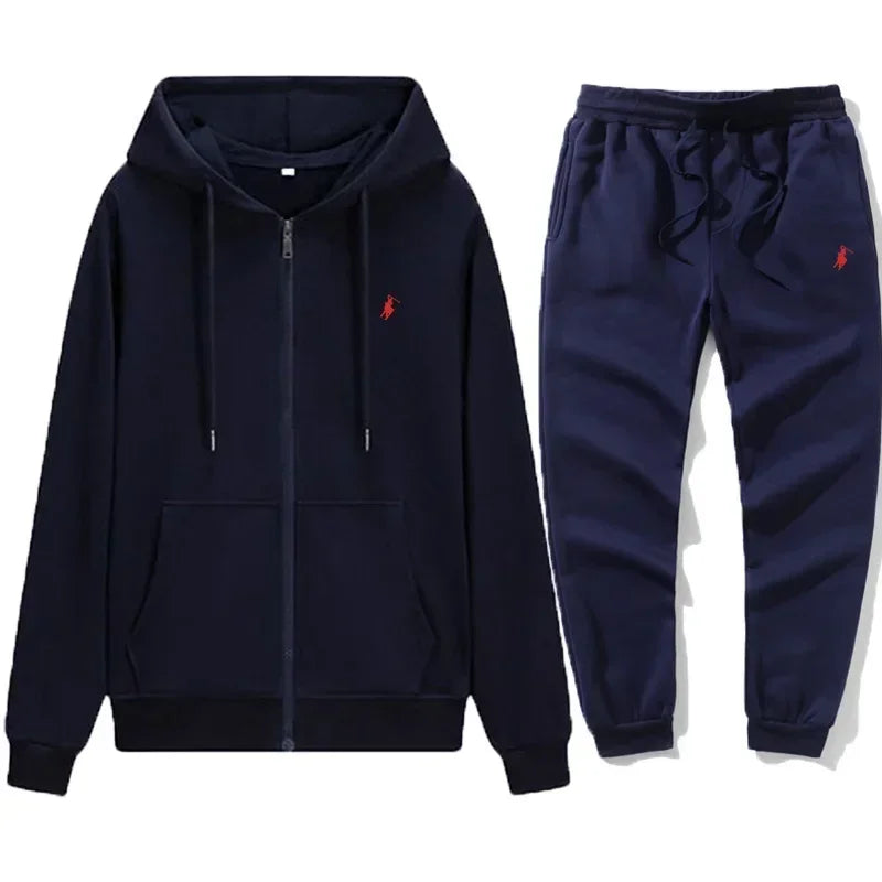 Men's Classic Hoodies and Sport Pants for Autumn and Winter, Suitable for Casual Fitness, Warmth and Casual Sportswear Sets in A