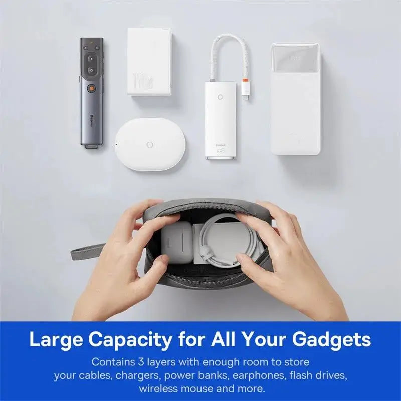 Power Bank Earphones Portable Bag Travel Organizer For iPhone Huawei Phone Cable Charger Cord Digital Accessories Storage Case
