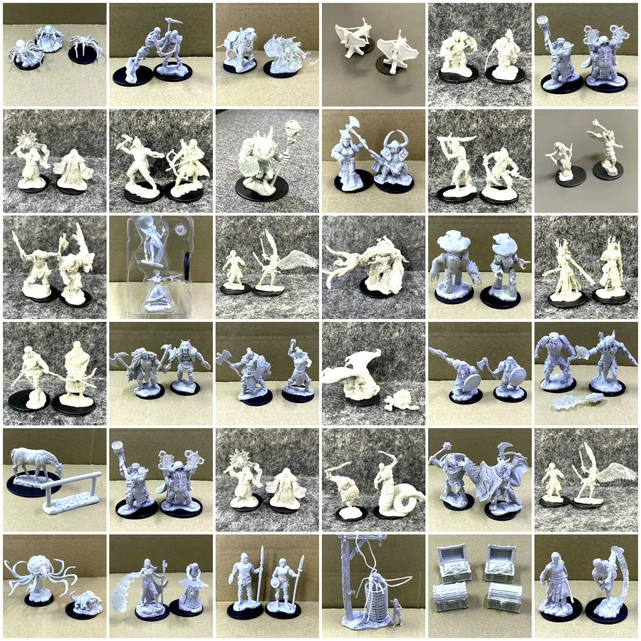 Lot Skeletons Dragonborn Fighter Orc Barbarian Paladin Dwarf Fighter Warlock Miniatures Nolzur's Miniatures Board Game Models