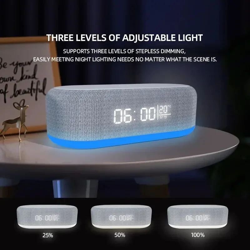 30W Wireless Chargers Pad Stand Phone Fast Charging Dock Alarm Bedroom Lamp Night Light Desktop Clock Temperature Thermometer