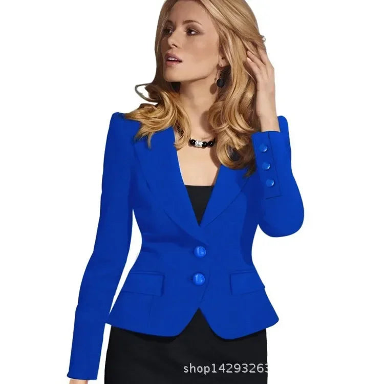 2025 Spring New Elegant Blazers Feminino Women Long Sleeve Casual Blazer Notched Collar Coat Short Jackets Female Outerwear R899