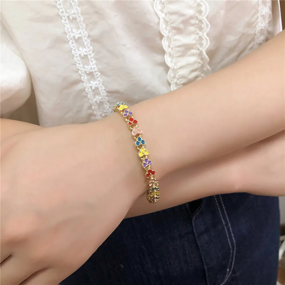 European American Geometric Metal Bracelet Versatile Colorful Enamel Bangle Wedding Supplies Holiday Gift