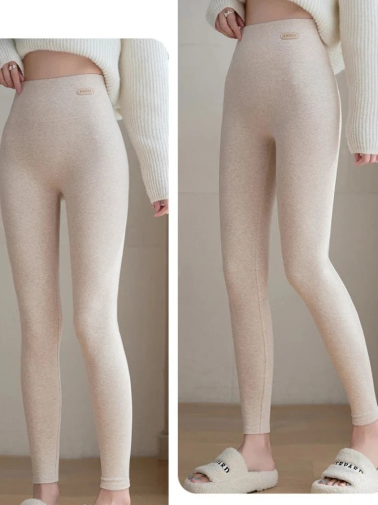 Spring Autumn Women's Leggings Cotton Slimming Tights with Fleece Pant Black Stretch Gray Thick Warm Leggings for Women Clothing