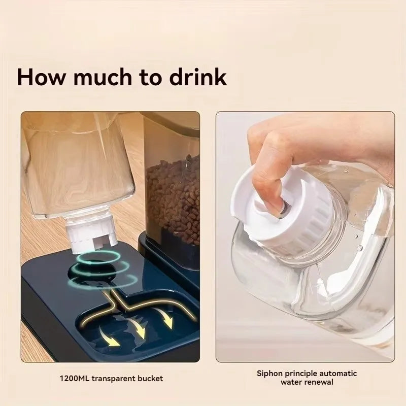 Automatic Portion-Controlled Pet Feeder for Cats & Dogs with Built-In Water Dispenser, Battery-Free Operation
