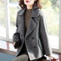 Blazer Wool Blend Coat for Women Half Short Double Breasted Trendy Long Sleeve Mixtures Jacket Woman Cheap Outerwears New In Hot