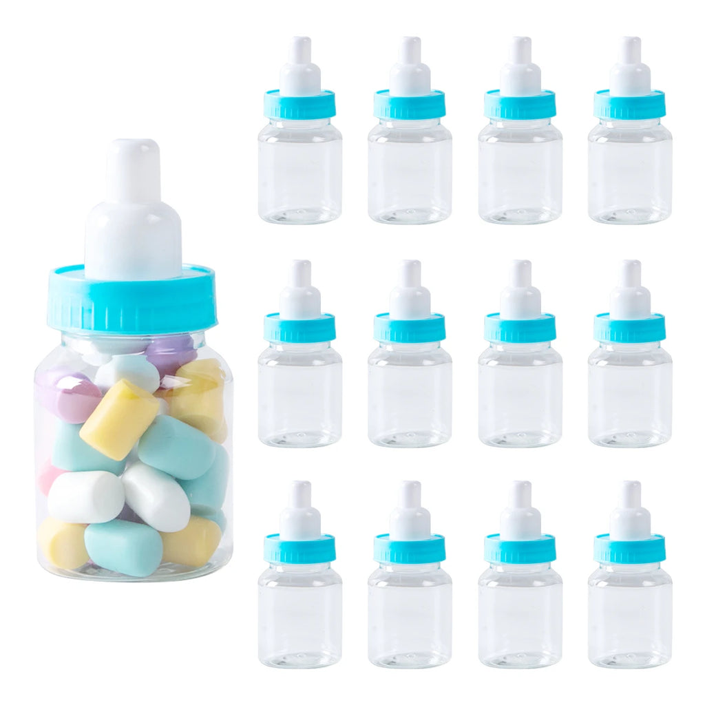 12/24Pcs Pink Blue Baby Bottle for Baby Shower Favors Mini Candy Bottles for Boys Girls Newborn Party Gender Reveal Party Decor