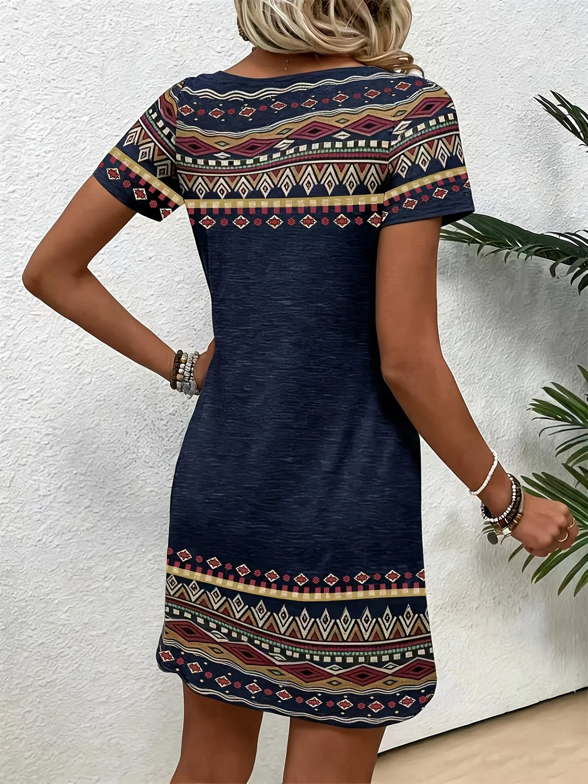 Ethnic Style Pattern 3D Printing Dresses For Women 2026 Fashion Summer Short Sleeve Loose A-Line Dress Casual Women's Clothing