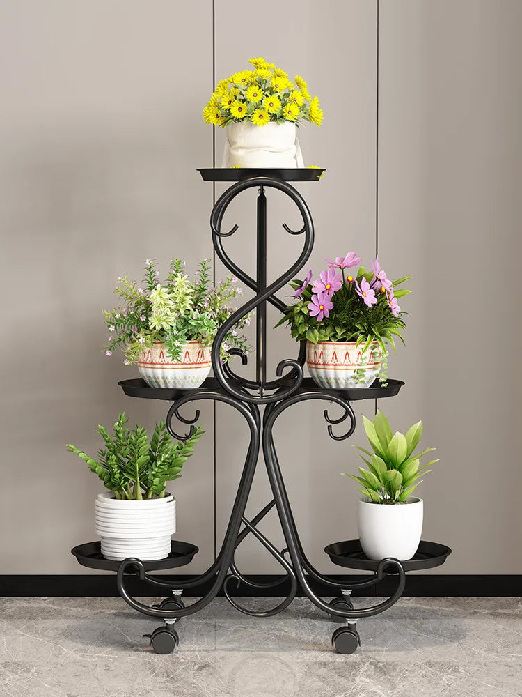 5/6/9 Pots Metal Plant Stand Flower Pot Display Rack Planter Shelves Indoor Storage Shelf For Home Balcony Living Room Garden