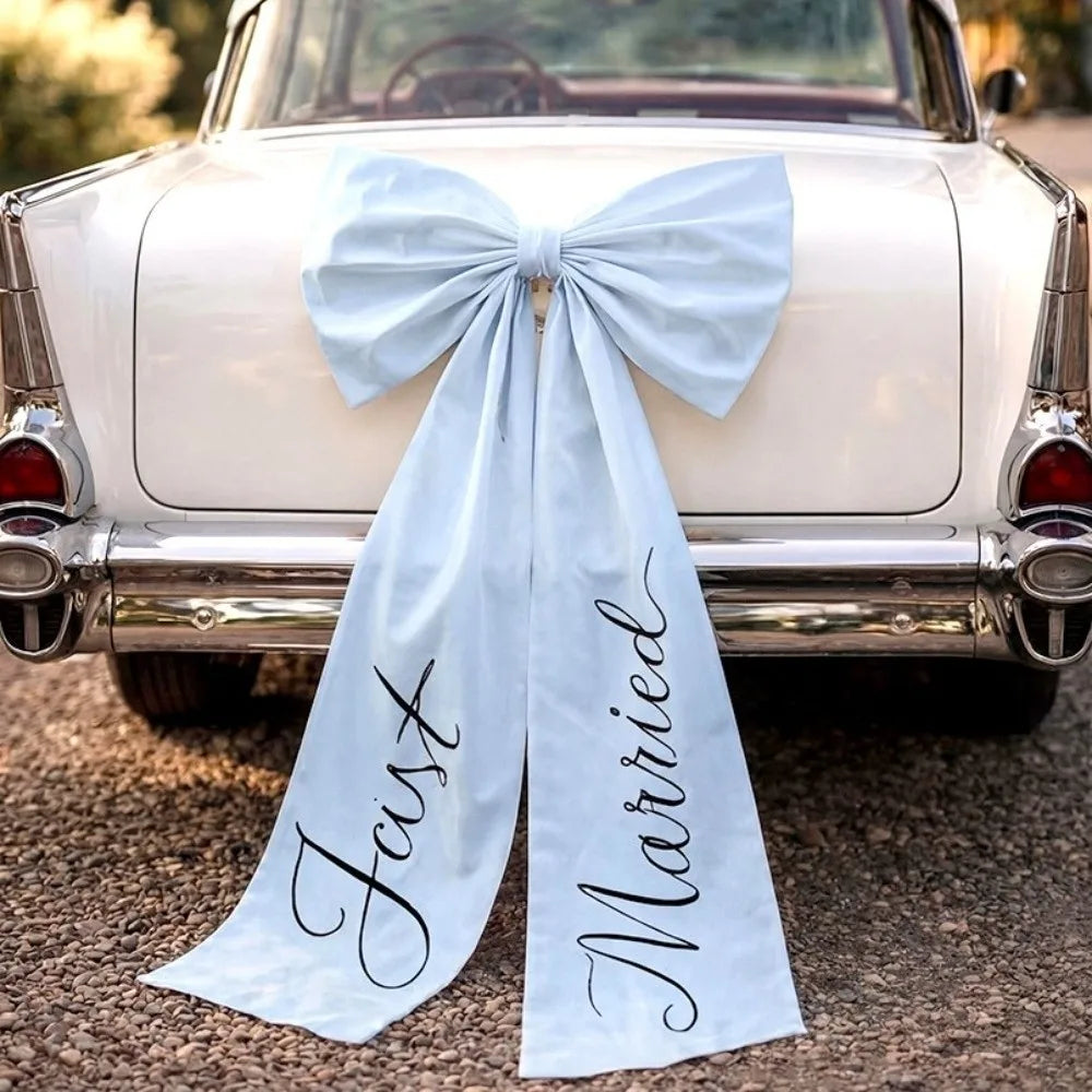 Romantic Large Size Wedding Car Bow Elegant Lovely Style Car Ribbon Bow Wedding Photo Prop Just Married Car Decor Bridal Party