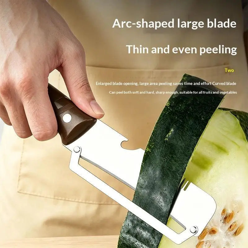 Kitchen Essentials 3-in-1 Peeler Knife with Serrated Edge and Integrated Opener for Daily Cooking