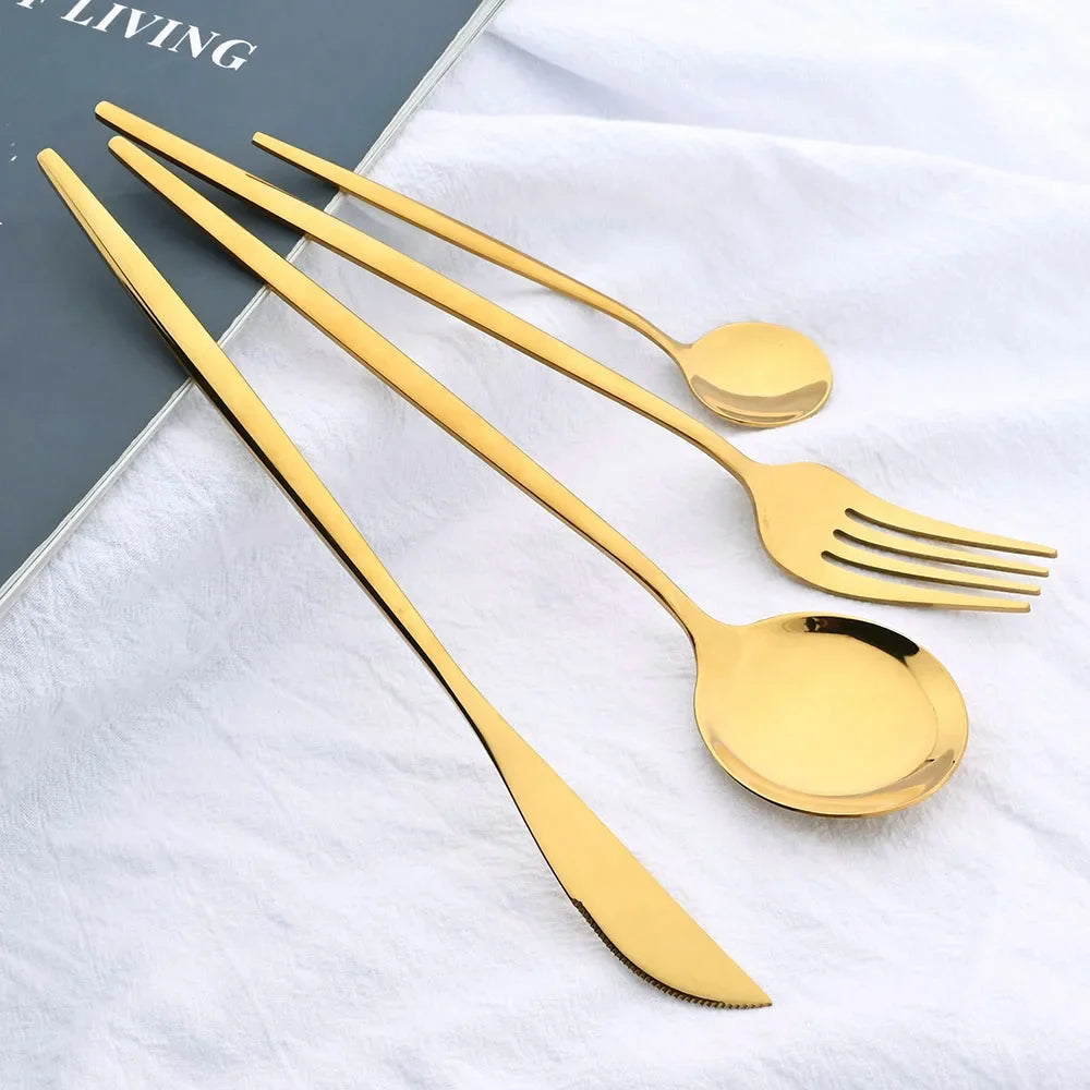 8Pcs Table Dinner Fork Stainless Steel Dessert  Fork Tableware Forks Set Black Cutlery Dinnerware Kitchen Accessories