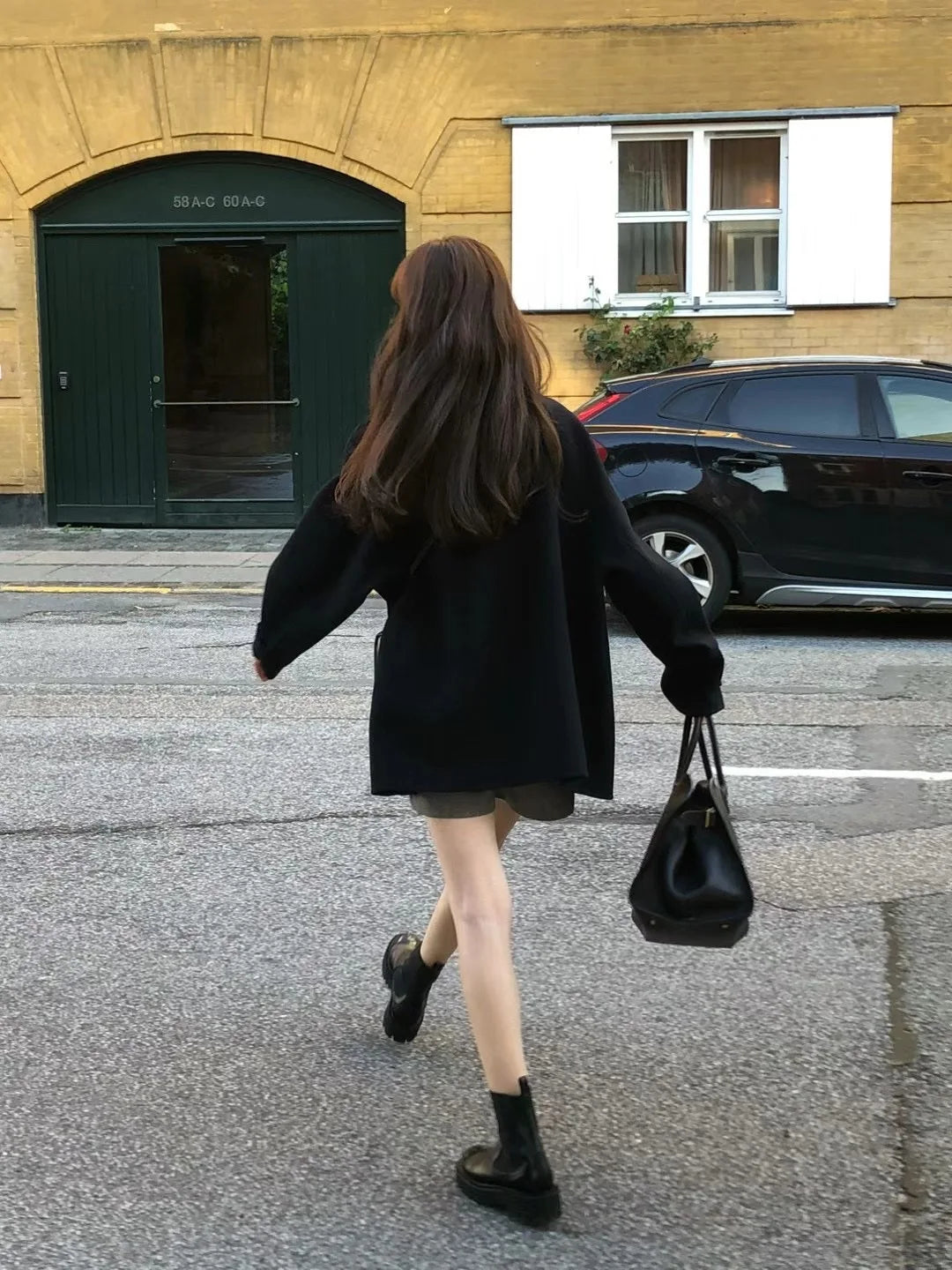Women's Woolen Coat Elegant Lapel Mid-Length Solid Color  Double-Sided Fabric Lightweight Non Bulky Versatile Office Outerwear