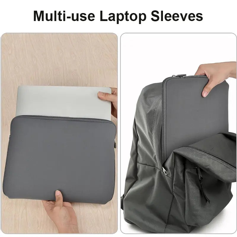 Gray neoprene laptop sleeve with sleek padded design and zipper closure offering 360 degree protection case.