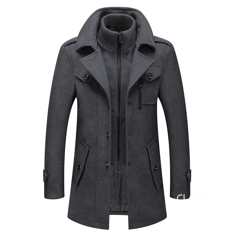 Men Cashmere Trench Coats Winter Jackets Overcoats Wool Blends High Quality New Winter Coats Male Business Casual Trench Coats 4