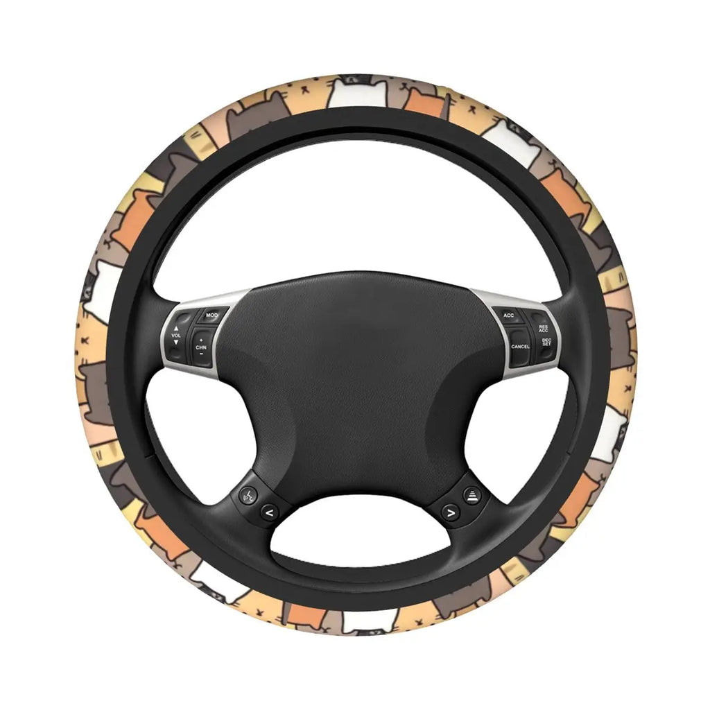 Funny Cats Car Steering Wheel Cover 38cm Animal Cat Steering Wheel Protective Cover Car-styling Steering-Wheel Accessories
