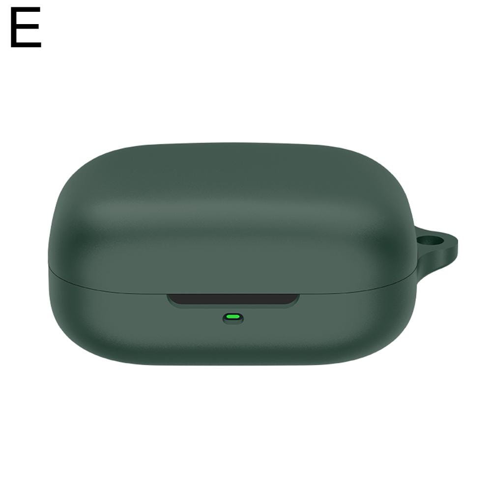 Dark green silicone AirPods Pro case protective cover with a sleek rounded design, integrated carrying loop, and small illuminated indicator light.