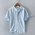 Men's Short Sleeve T-shirt Cotton and Linen Casual Men T-shirts Solid Color Summer Shirt Male Cozy Breathable