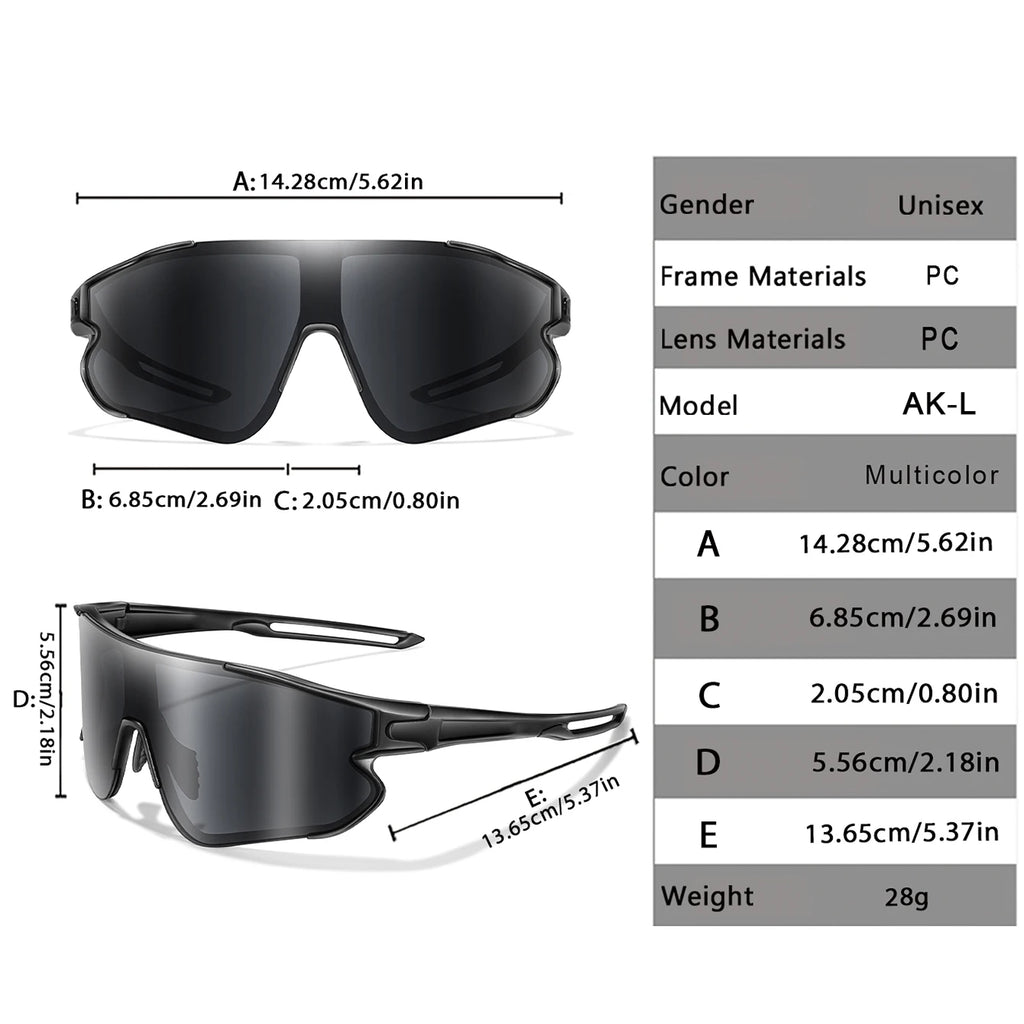 3 Pairs Men Women Sunglasses Outdoor Sports MTB Bike Bicycle Cycling Running Motorcycle Eyewear Big Lens Windproof Shades