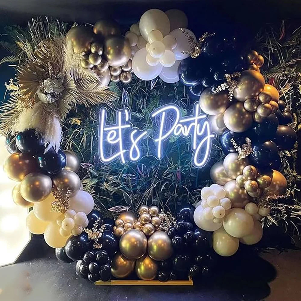 Birthday Party Balloons Garland Arch Black Gold Latex Balloon Kit 40th Birthday Decor Globos Graduation New Year 2024 Decoration