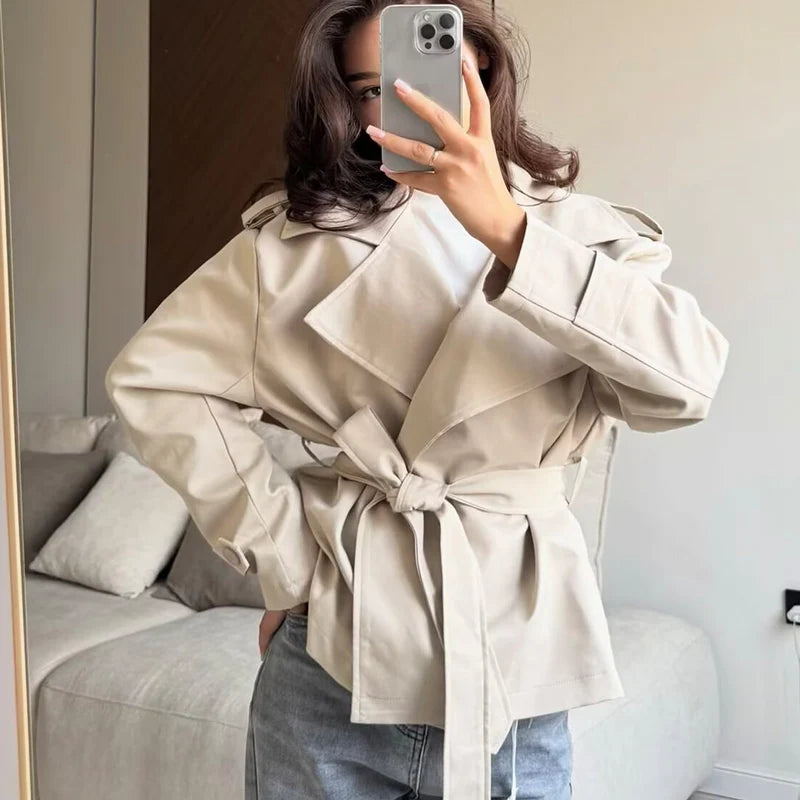 Women's Jacket 2026 New Fashion Loose Straight Fit Jacket With Belt Spring Autumn Ladies Outerwear Casaul Chic Women Trench Coat