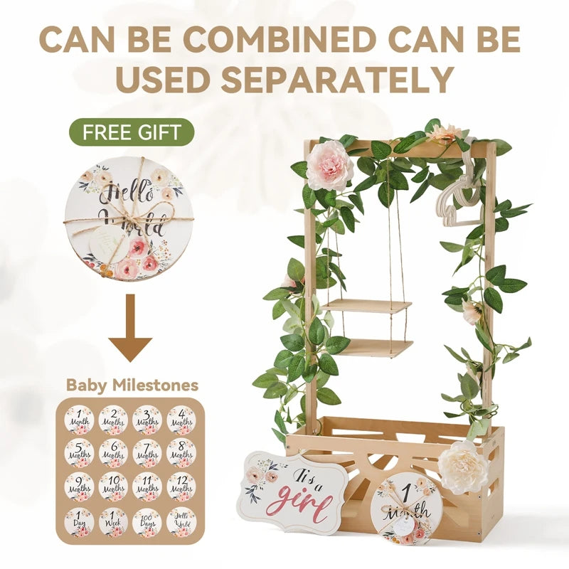 Baby Birthday Party Decorations Wooden Storage Basket The Baby's Room Decorated With Furniture DIY Baby Photography Accessories
