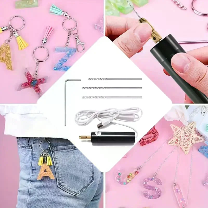Handheld Mini Electric Drill DIY Electric USB Electric Drill Tools For Epoxy Resin Jewelry Making Wood Craft Engraving Pen Tool