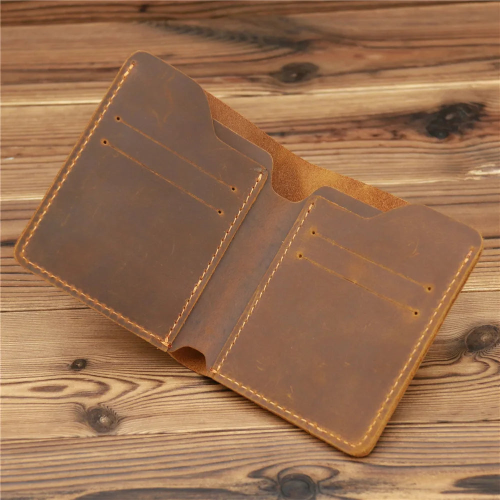 Top Genuine Leather Men's Wallet Retro Driving Licence Wallets for Men Durable Leather Portfel Male Cartera Hombre Purse for Men