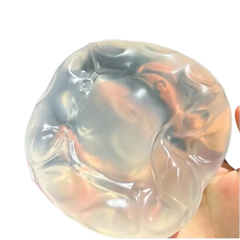 Transparent gel-like colorful vaseline cheese squishy with smooth glossy surface and soft squishy texture front view